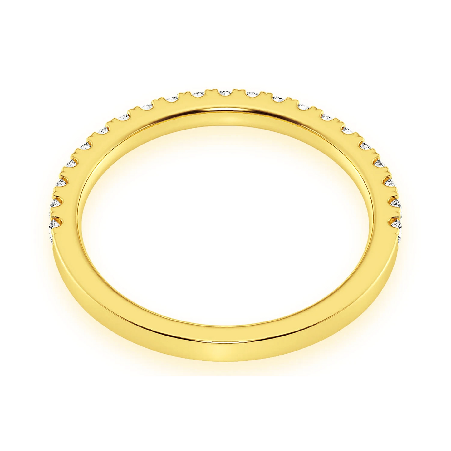 Slim Single Row Band Ring in 14K yellow gold, detail view