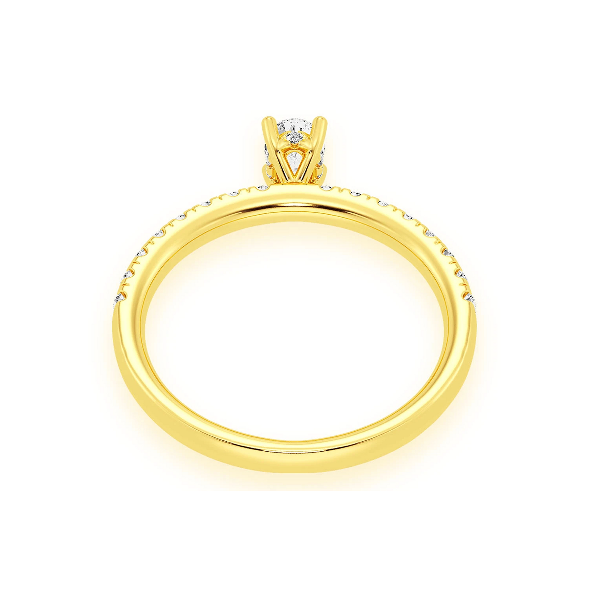 One Row Under Halo Diamond Ring in 14K yellow gold, alternate view