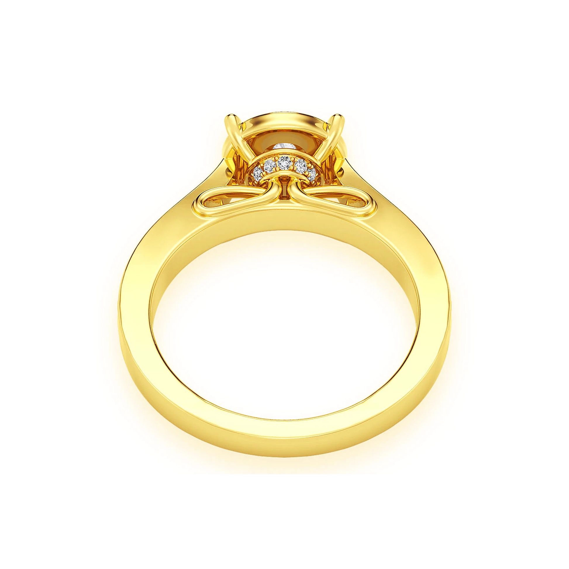 Round Halo Diamond Engagement Ring in 14K yellow gold, alternate view