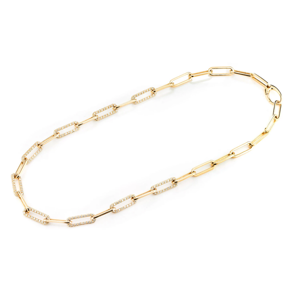 Alternating Elongated Diamond Rolo Link Necklace