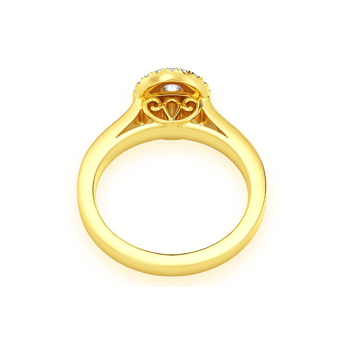 Layered Oval Diamond Engagement Ring in 14K yellow gold, alternate view