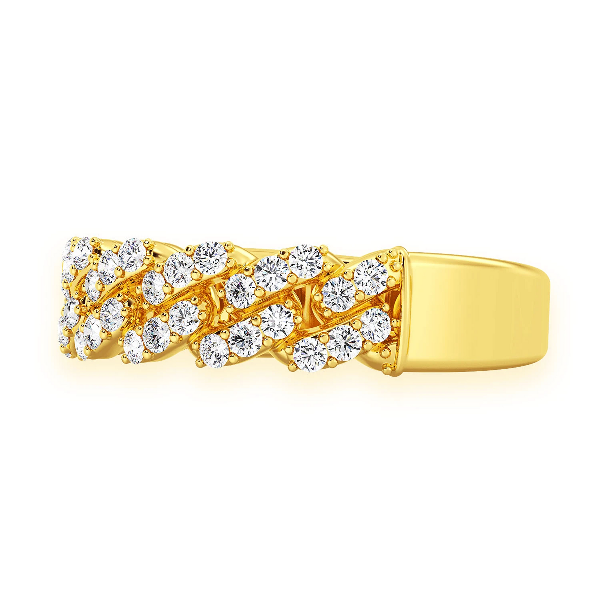 Iced Out Cuban Ring in 14K yellow gold, 7.5mm | 0.55ctw, detail view