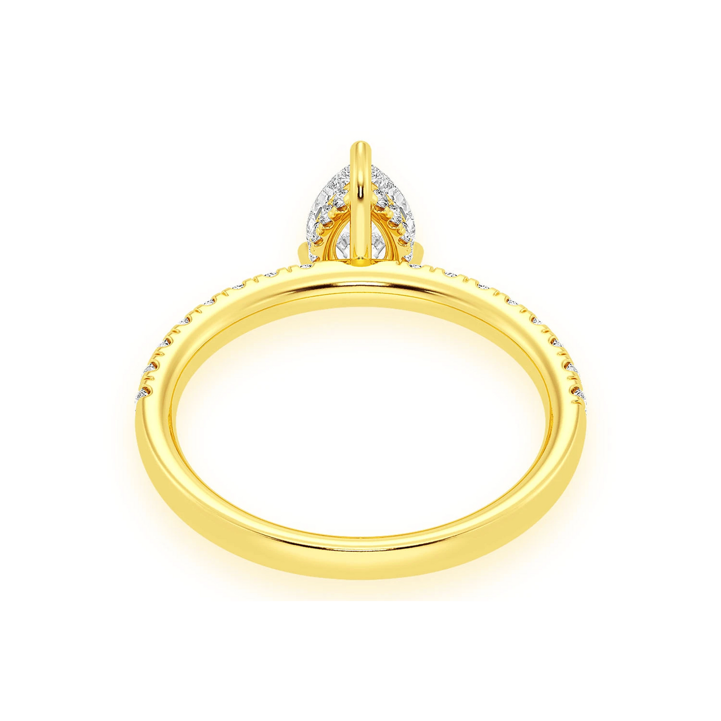 Signature One Row Under Halo Diamond Ring in 14K yellow gold, alternate view