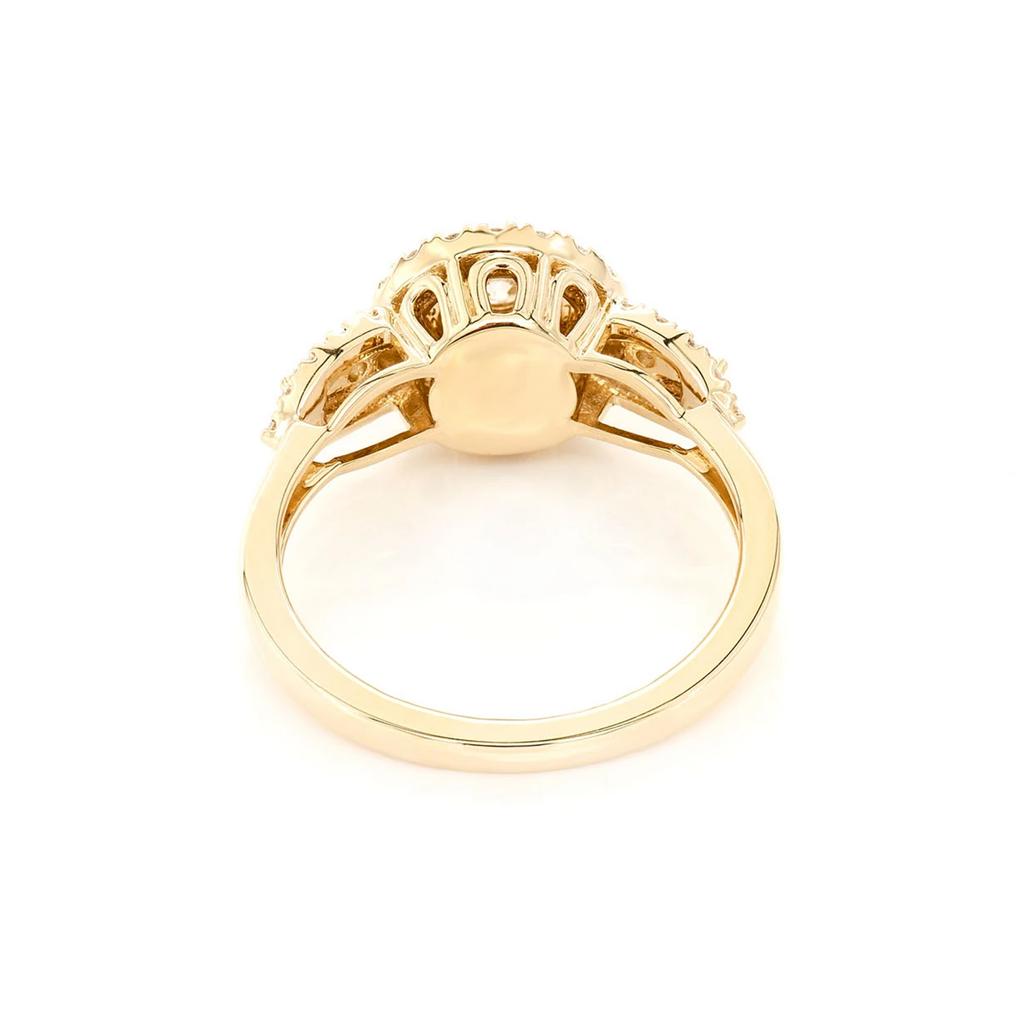 Two Tier Round Cluster Diamond Ring in 14K yellow gold, alternate view