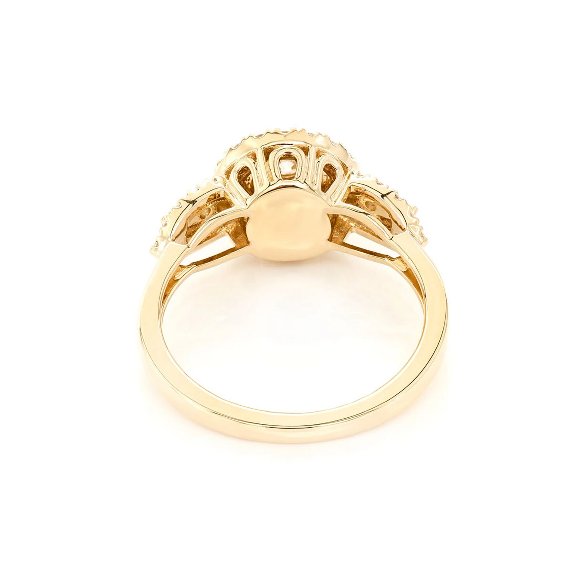 Two Tier Round Cluster Diamond Ring in 14K yellow gold, alternate view