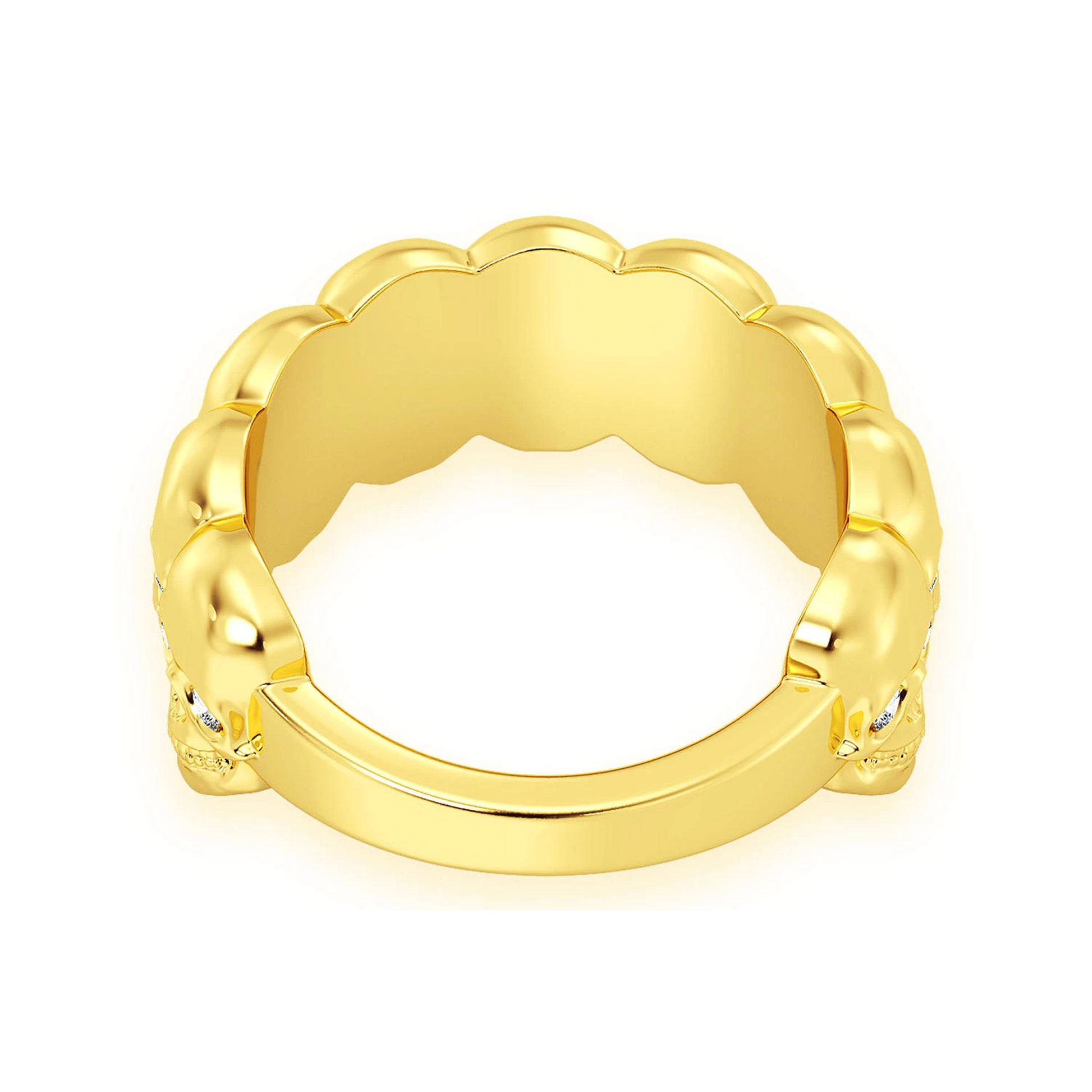 Nine Skull Diamond Ring in 14K yellow gold, alternate view