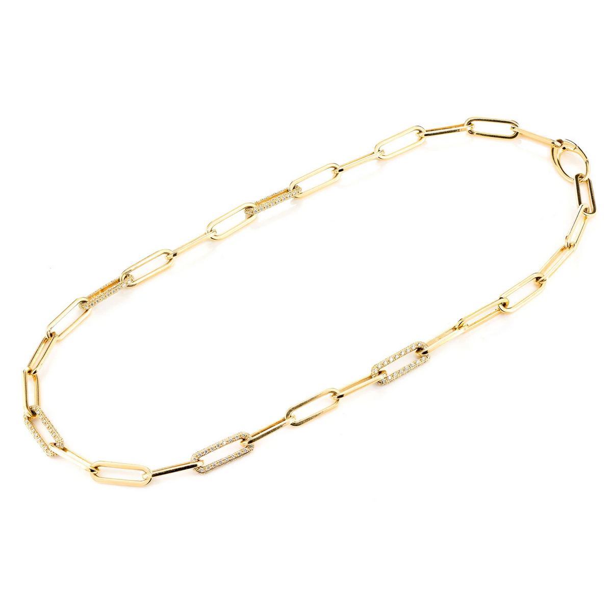 Alternating Elongated Diamond Rolo Link 17.5in Necklace
