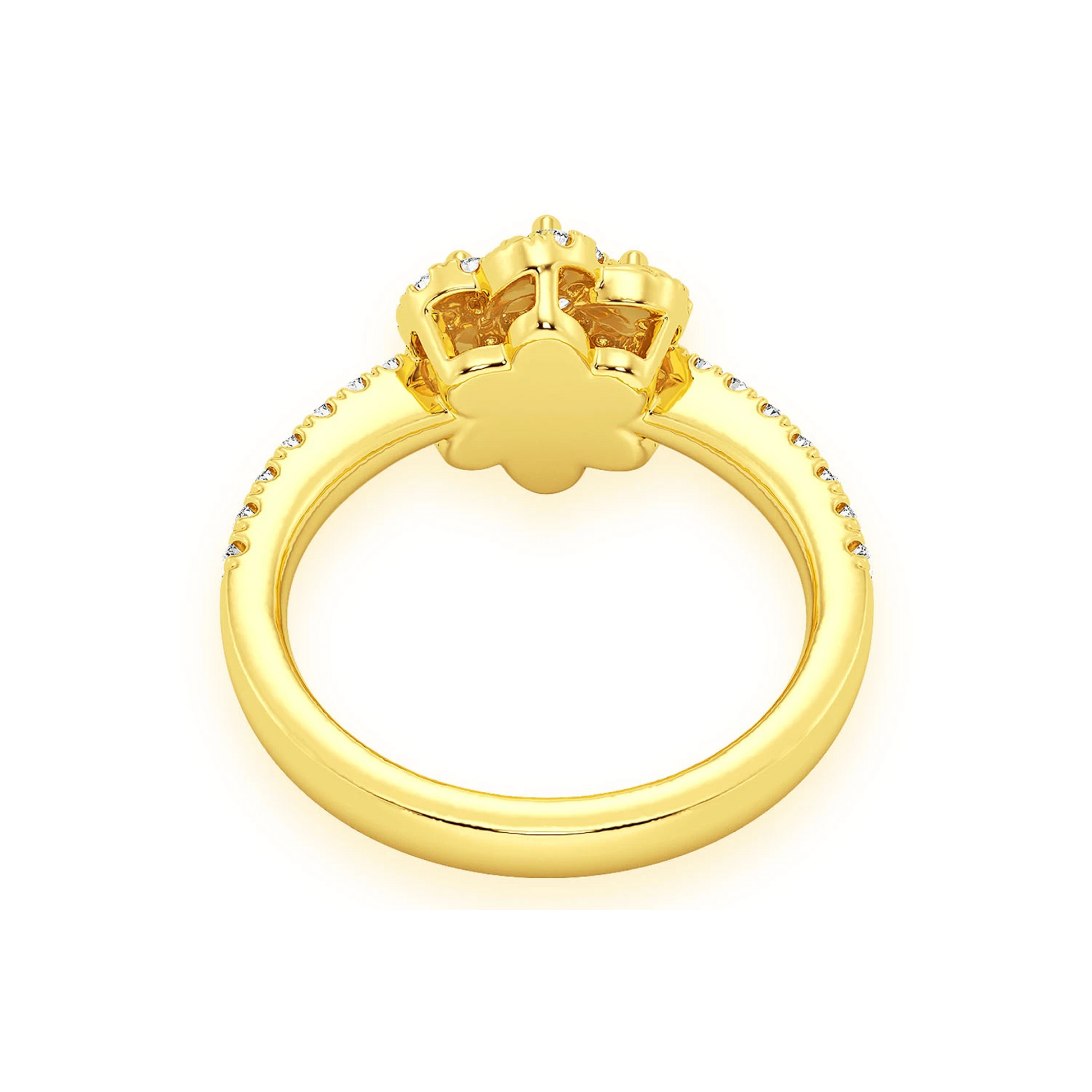 Three Layer Floral Single Band Engagement Ring in 14K yellow gold, alternate view