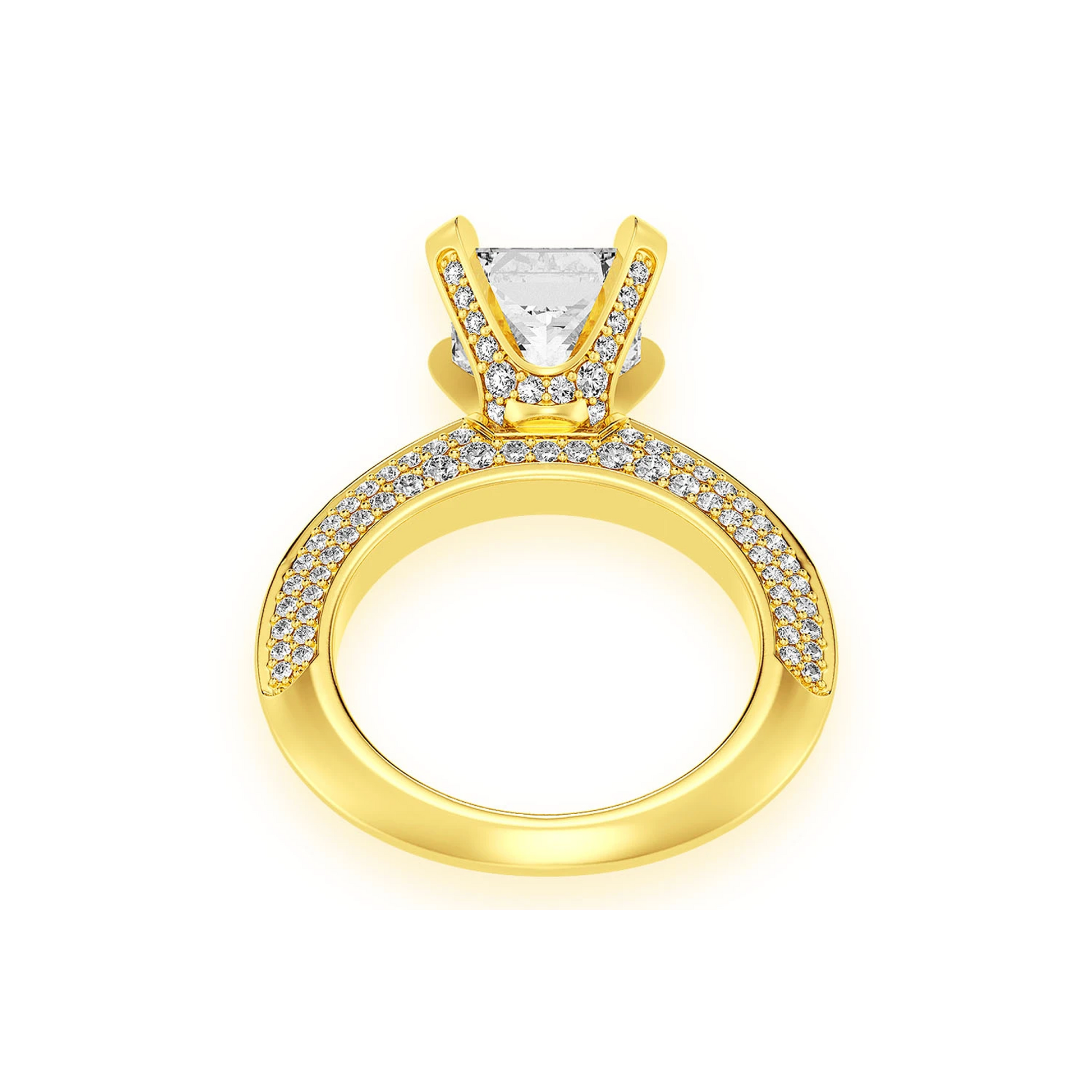 2ct Princess Cut Solitaire Knife Edge Engagement Ring in 14K yellow gold, alternate view