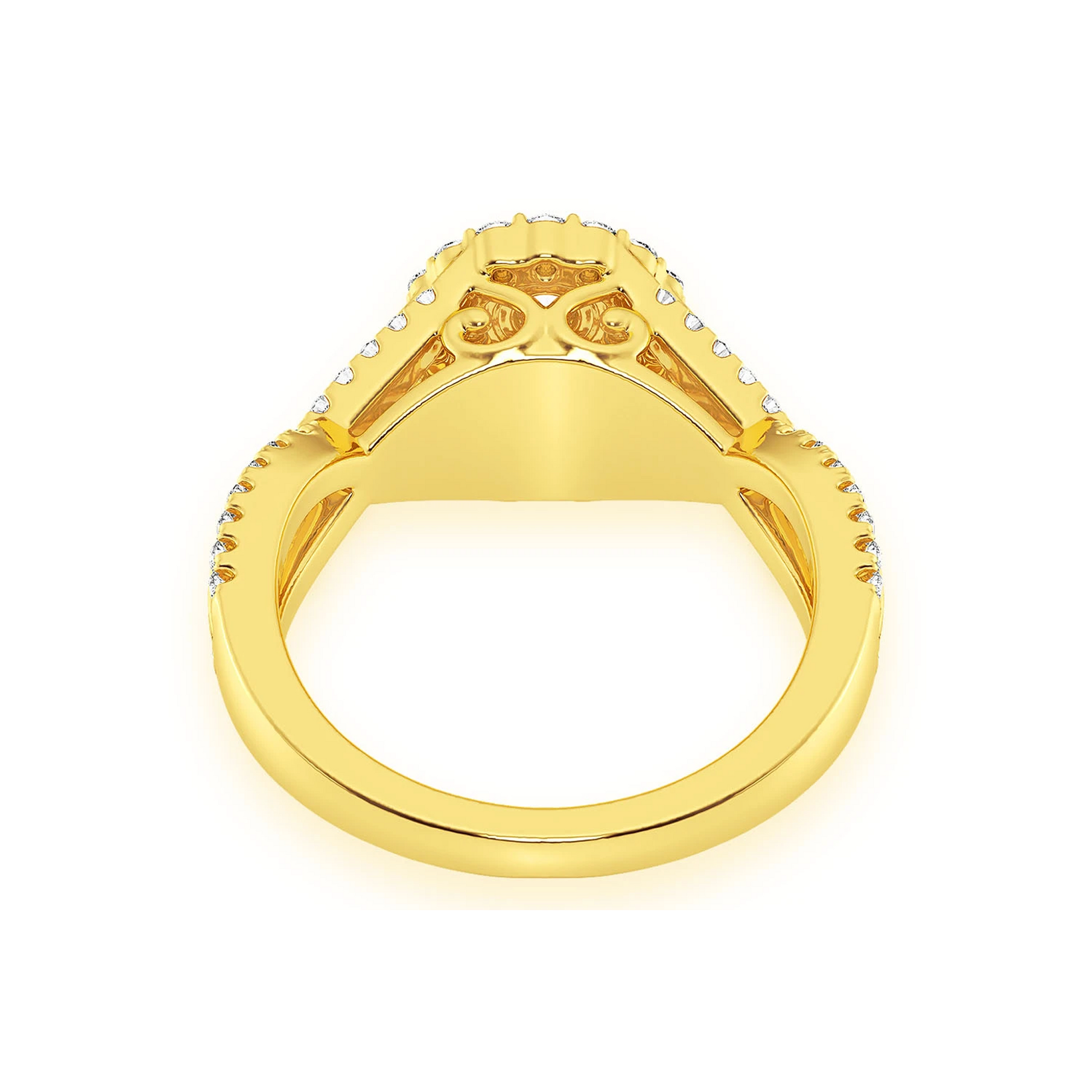 Double Band Halo Diamond Ring in 14K yellow gold, alternate view