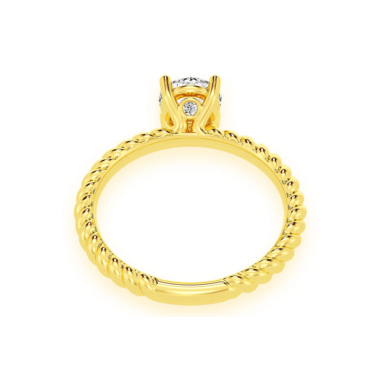 Classic Twist Band Solitaire Diamond Ring in 14K yellow gold, alternate view