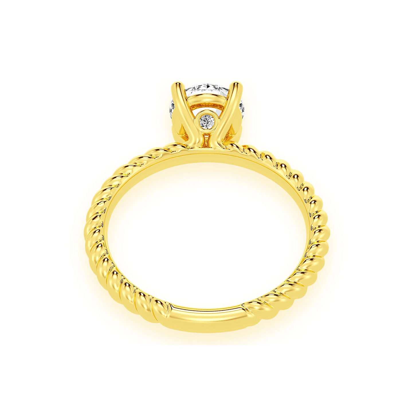 Twist Band Solitaire Diamond Ring in 14K yellow gold, alternate view