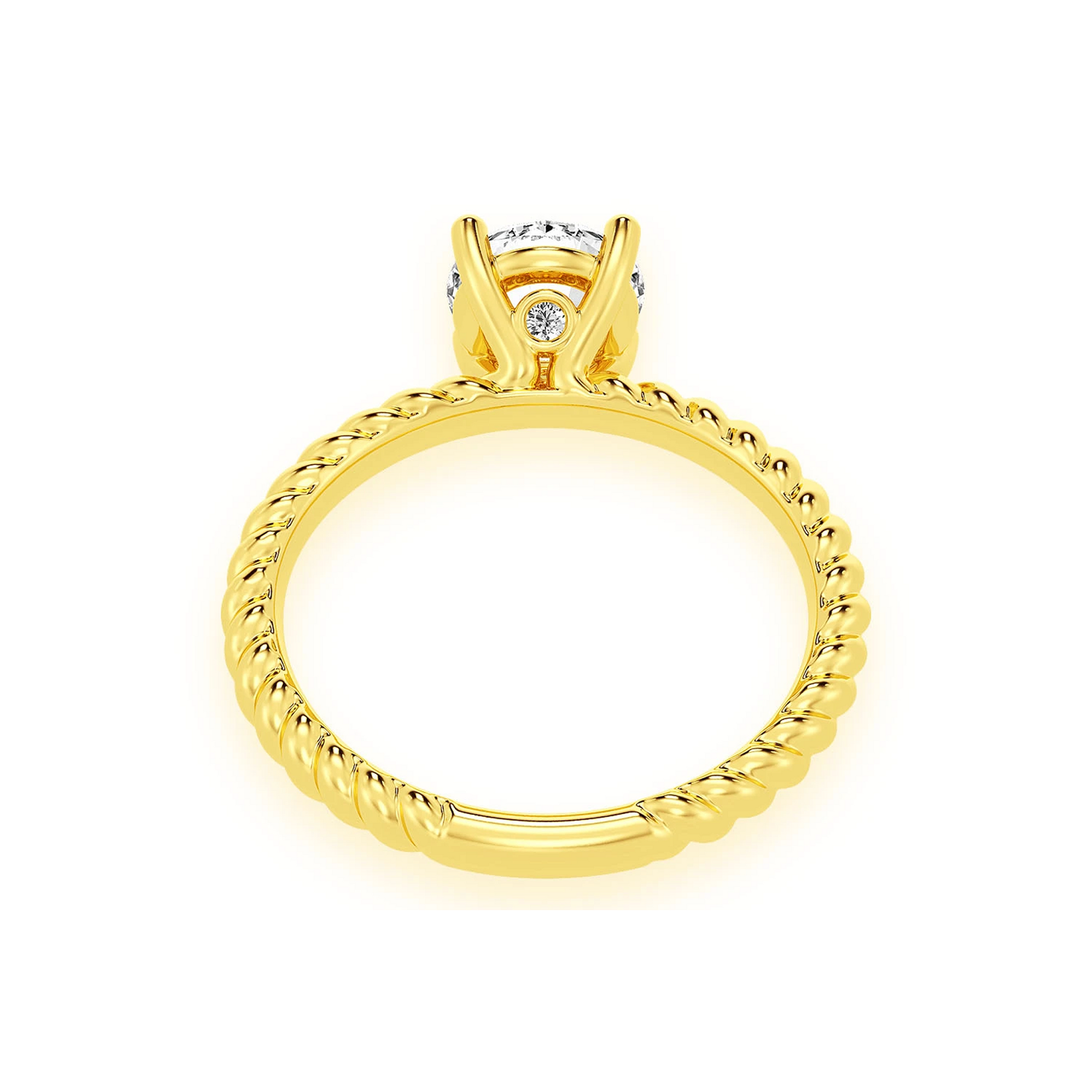 Twist Band Solitaire Diamond Ring in 14K yellow gold, alternate view