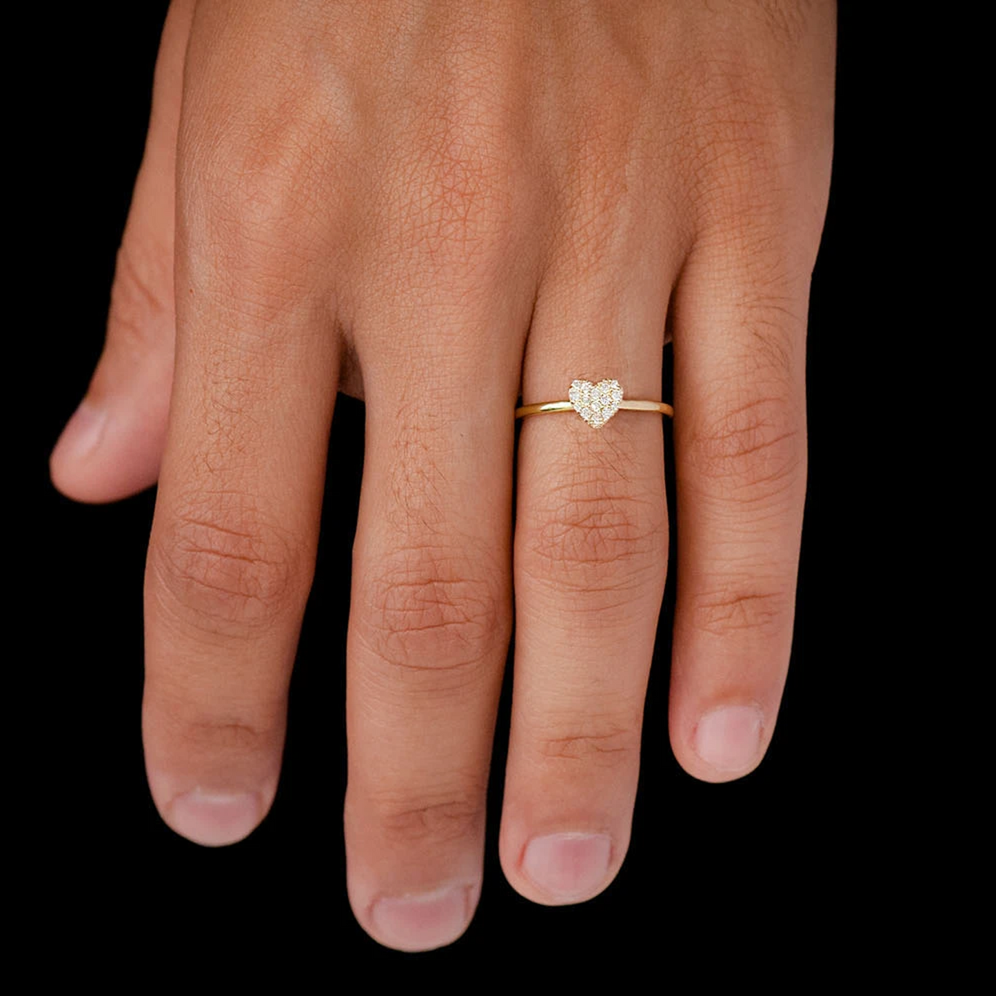 Bubbly Heart Diamond Ring in 14K yellow gold, 0.10ctw, alternate view
