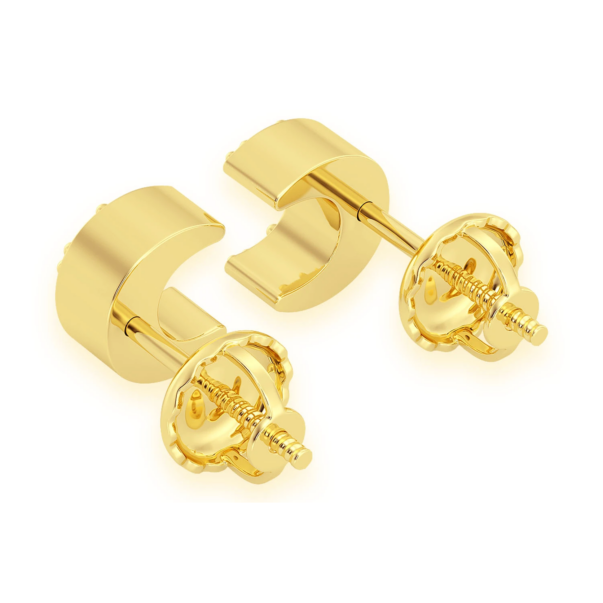 Moon Diamond Stud Earrings in 14K yellow gold, detail view