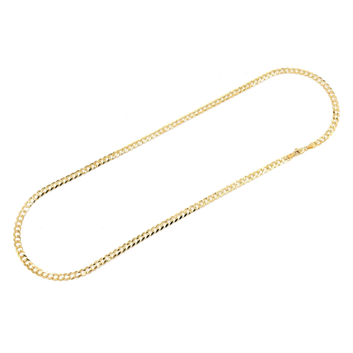 Flat Curb Gold Chain in 14K yellow gold, 4.5mm width, detail view