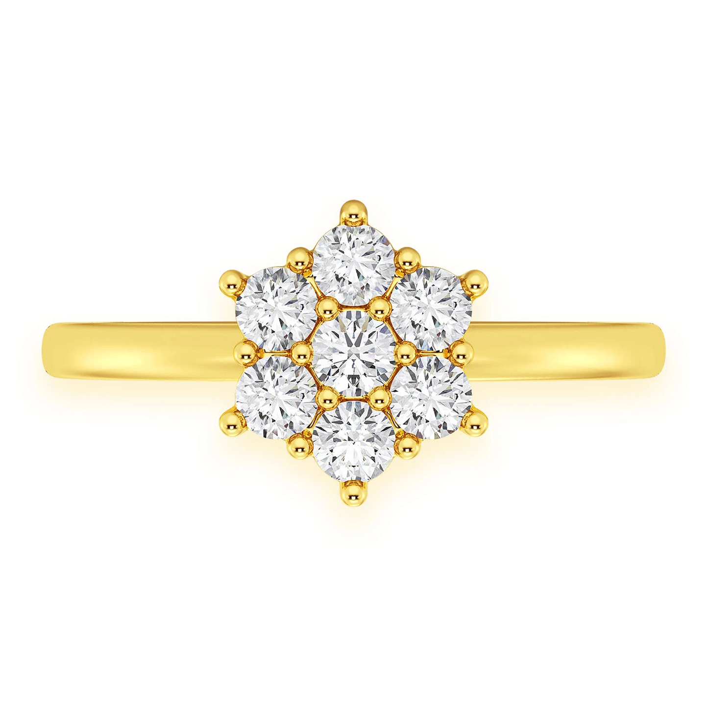 Flower Diamond Ring in 14K yellow gold, front view