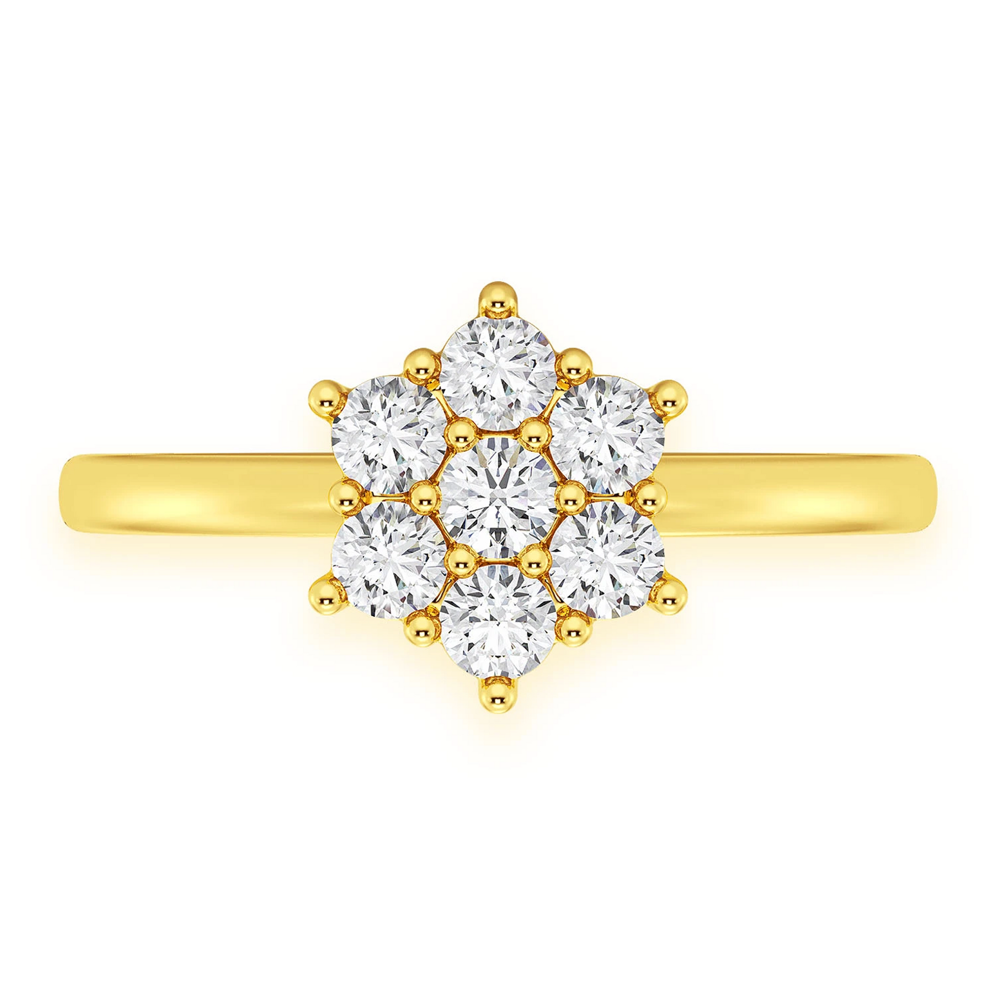 Flower Diamond Ring in 14K yellow gold, front view