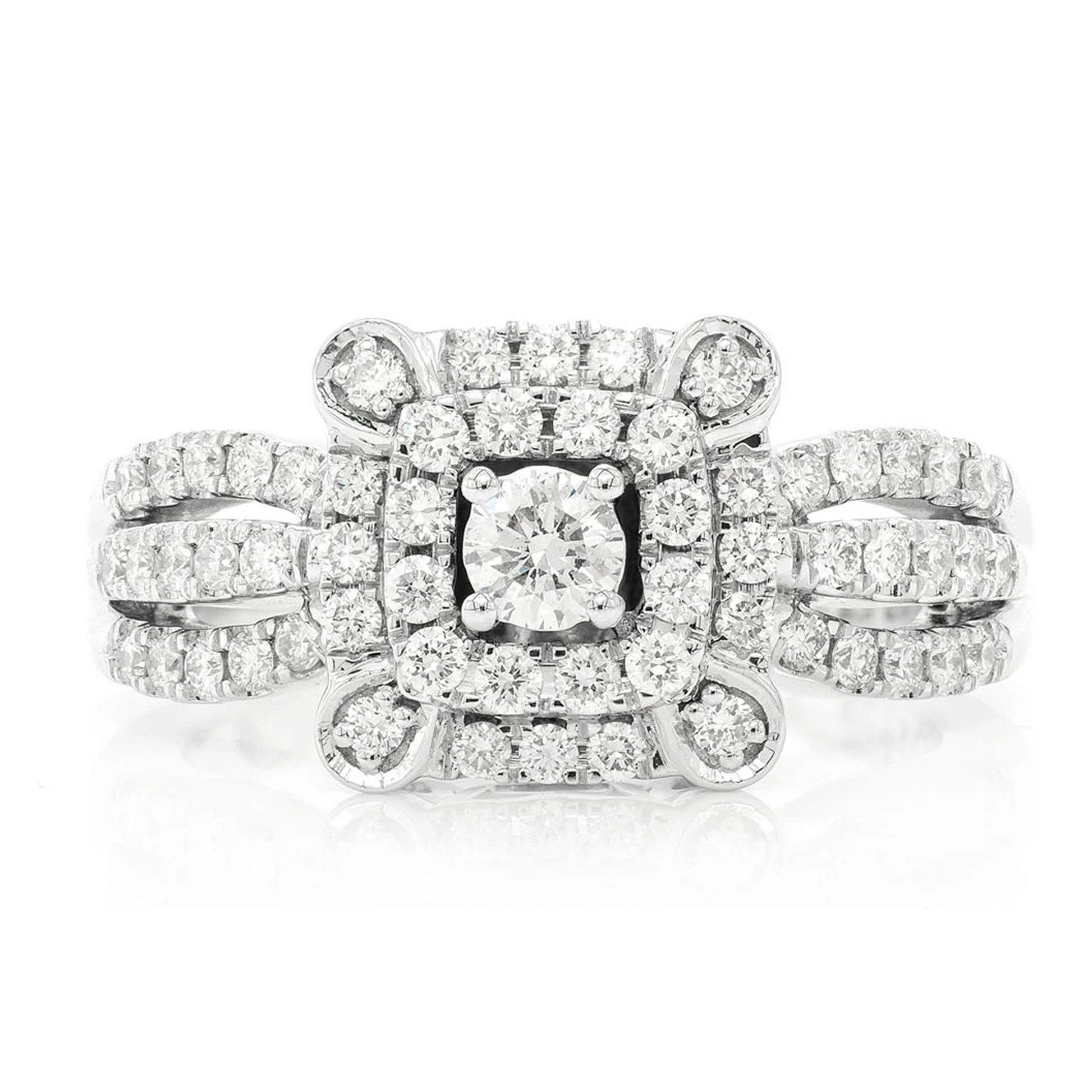 Two Tier Diamond Ring in 14K white gold, front view