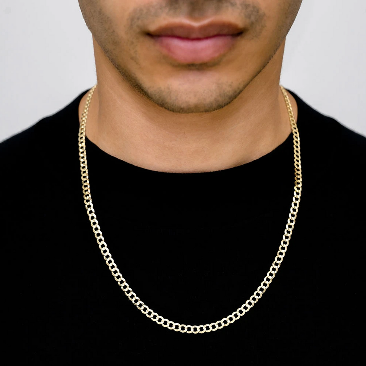 Flat Curb Gold Chain in 14K yellow gold, 4.5mm width, alternate view
