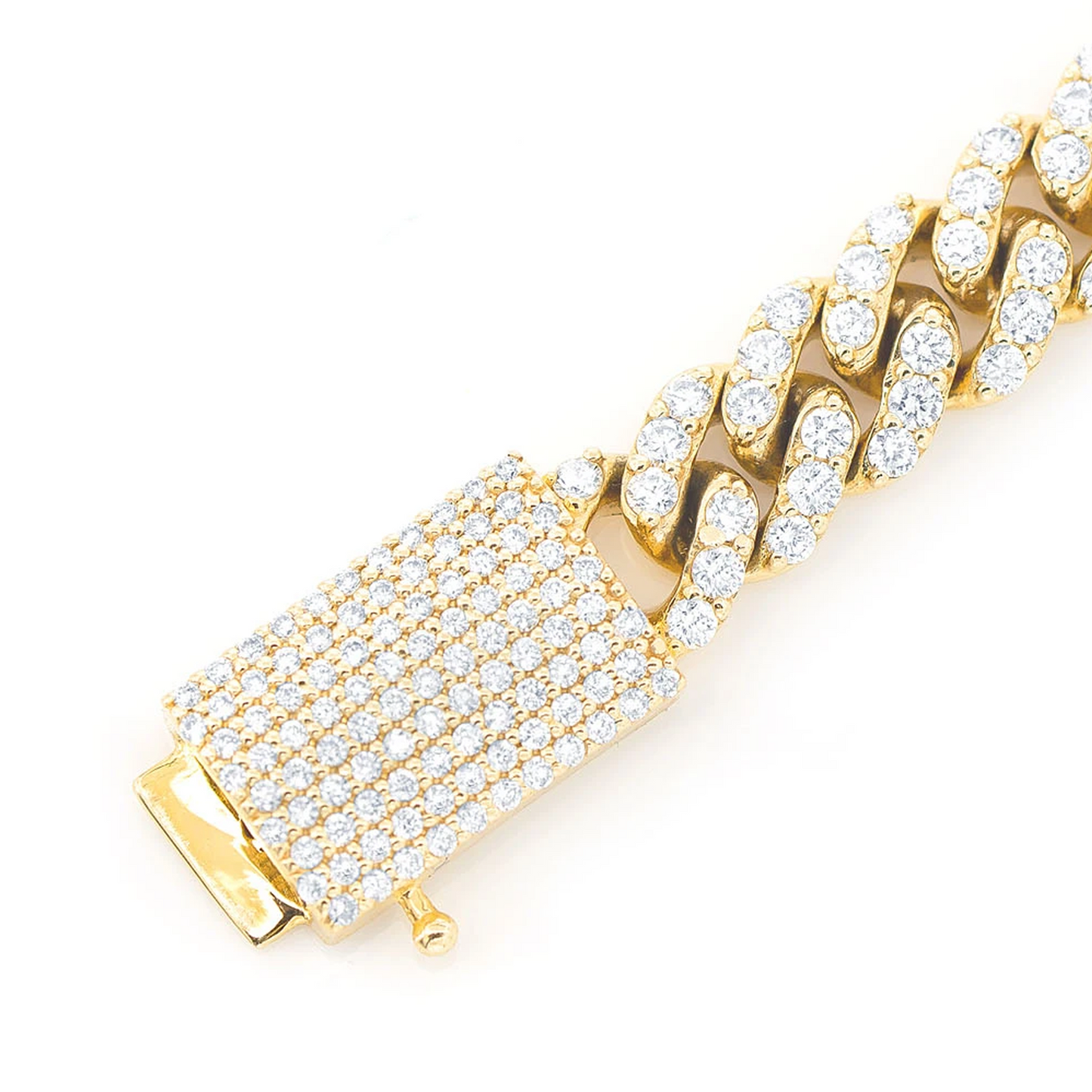 Miami Cuban Diamond Bracelet in 14K yellow gold, 4mm /1.50ctw width, angled view