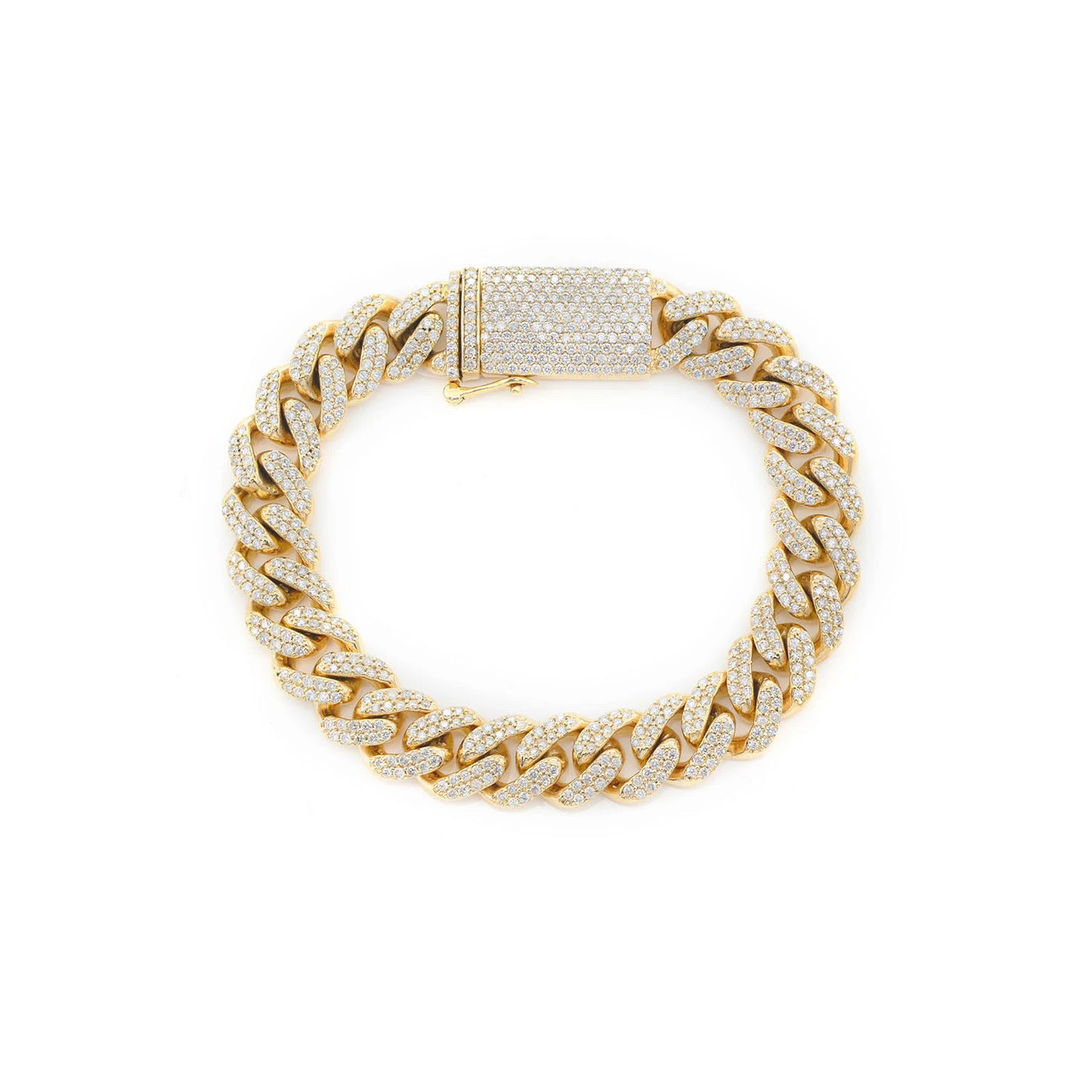 Miami Cuban Diamond Bracelet in 14K yellow gold, 10mm /5.00ctw width, front view