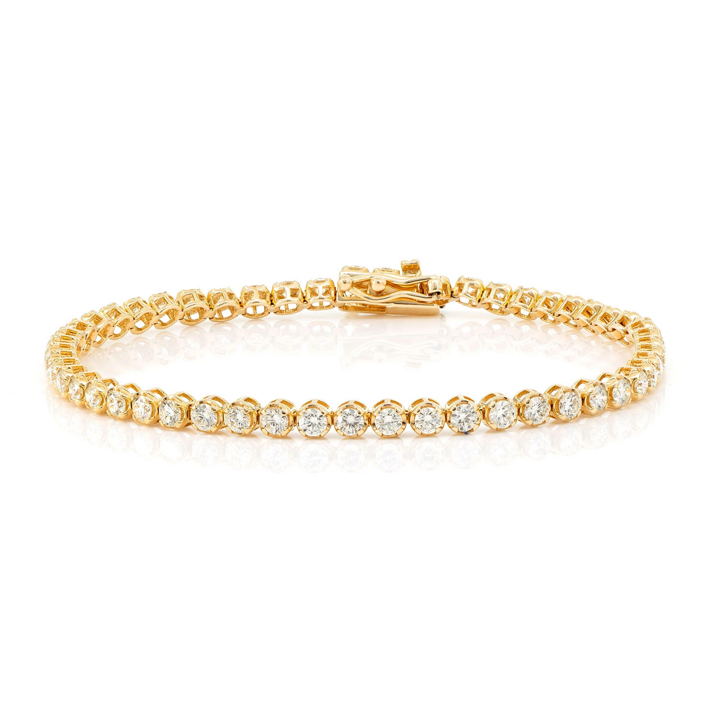 Crown Set Diamond Tennis Bracelet in 14K yellow gold, 10pt / 4.50ctw, front view