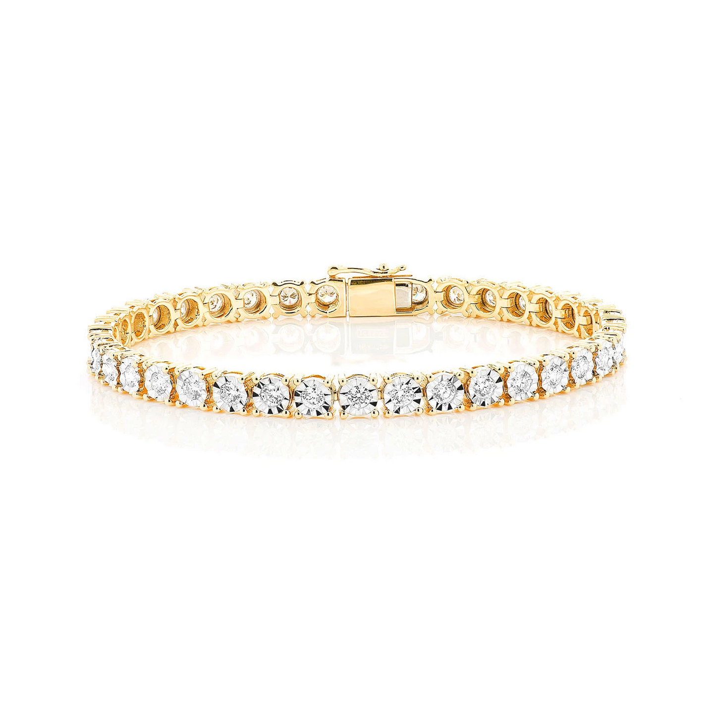Miracle Diamond Tennis Bracelet in 14K yellow gold, 12pt / 4.15ctw, front view
