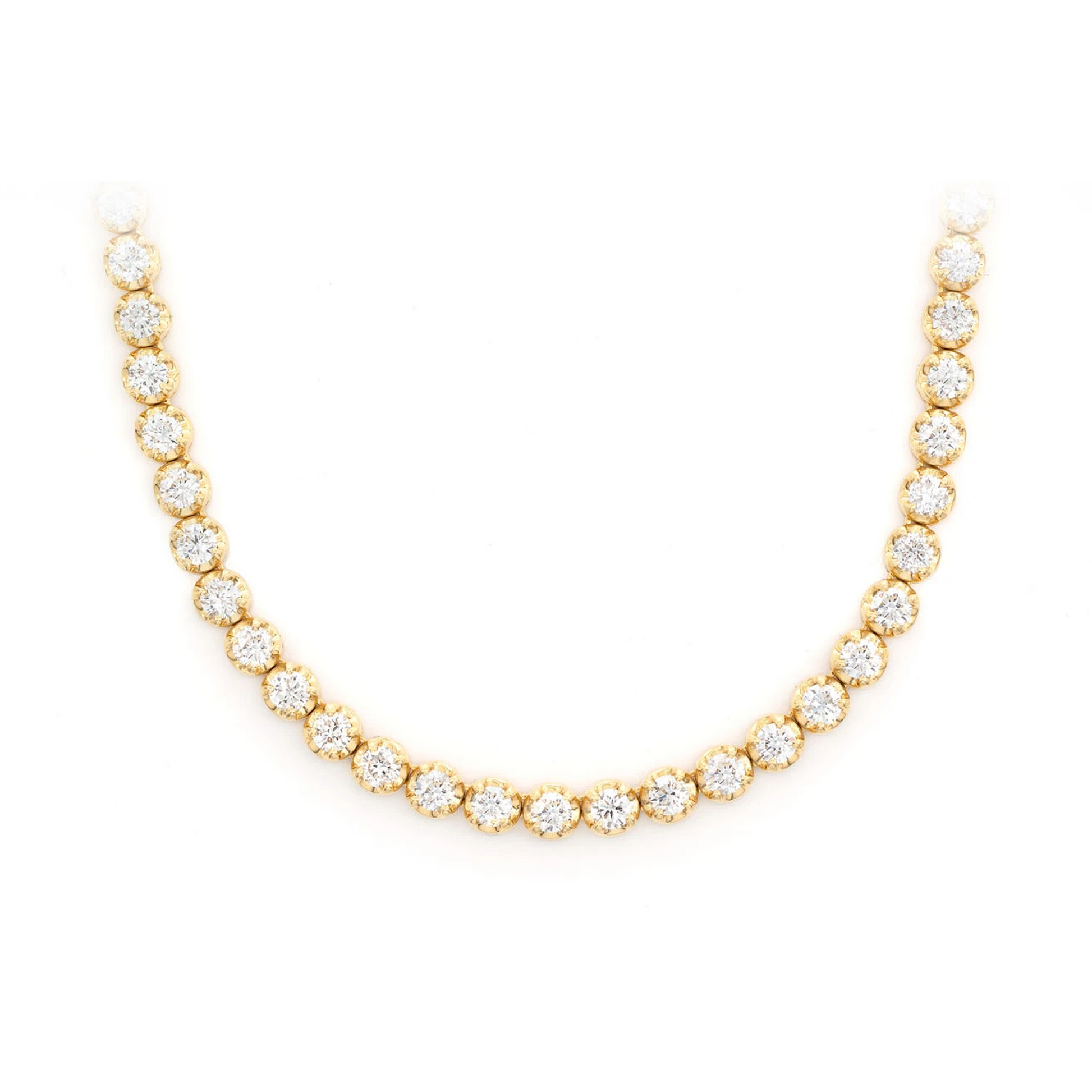 Crown Diamond Tennis Necklace in 14K yellow gold, 10pt / 12.50ctw, front view