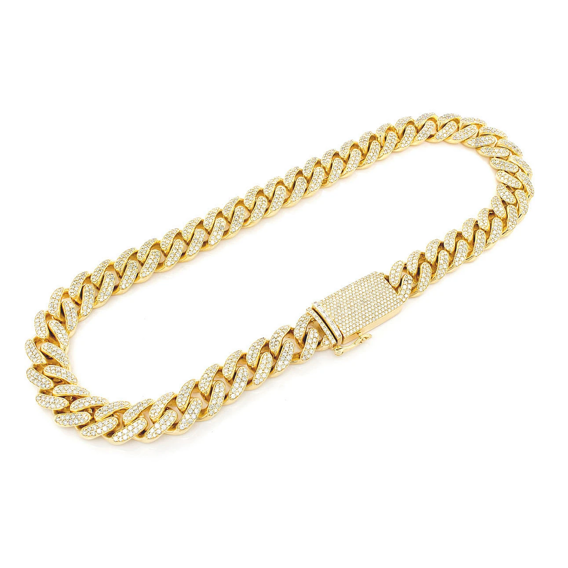 Iced Miami Cuban Necklace in 14K yellow gold, 18mm / 37ctw width, alternate view