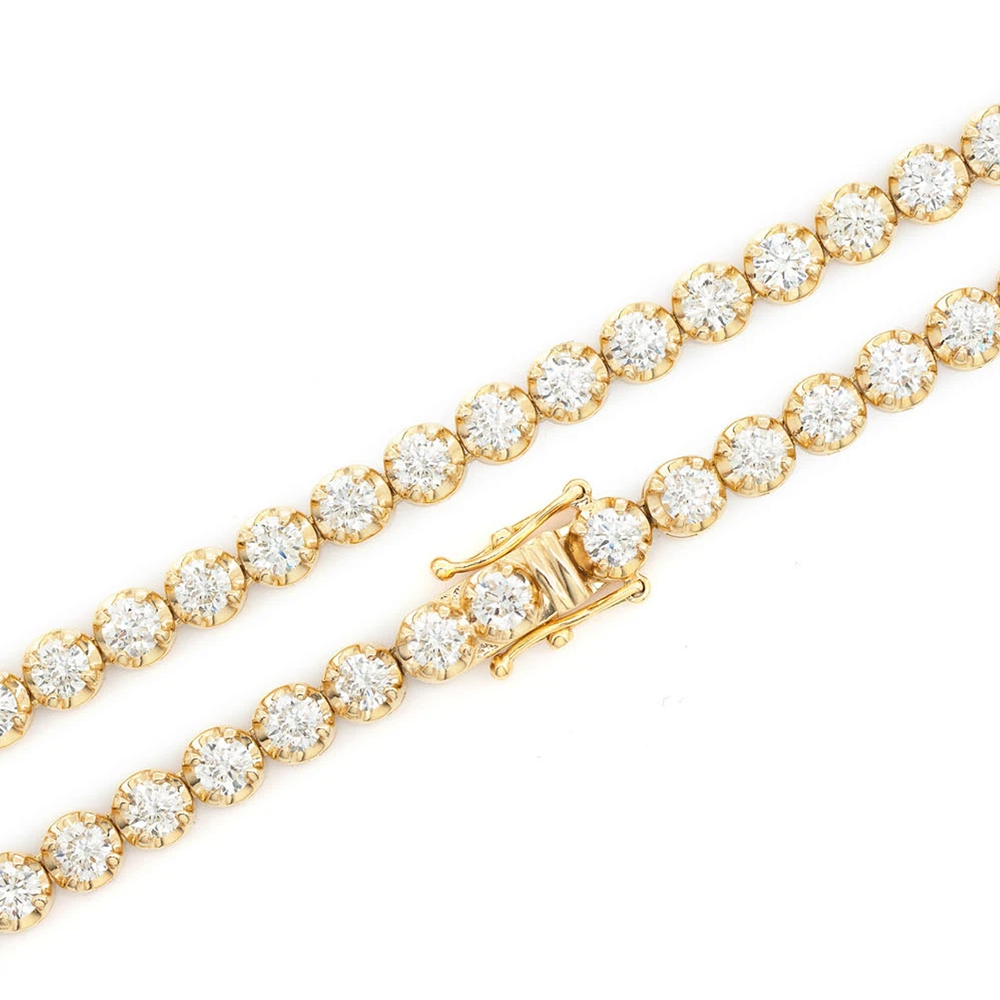 Crown Diamond Tennis Necklace in 14K yellow gold, 12pt / 14.00ctw, angled view