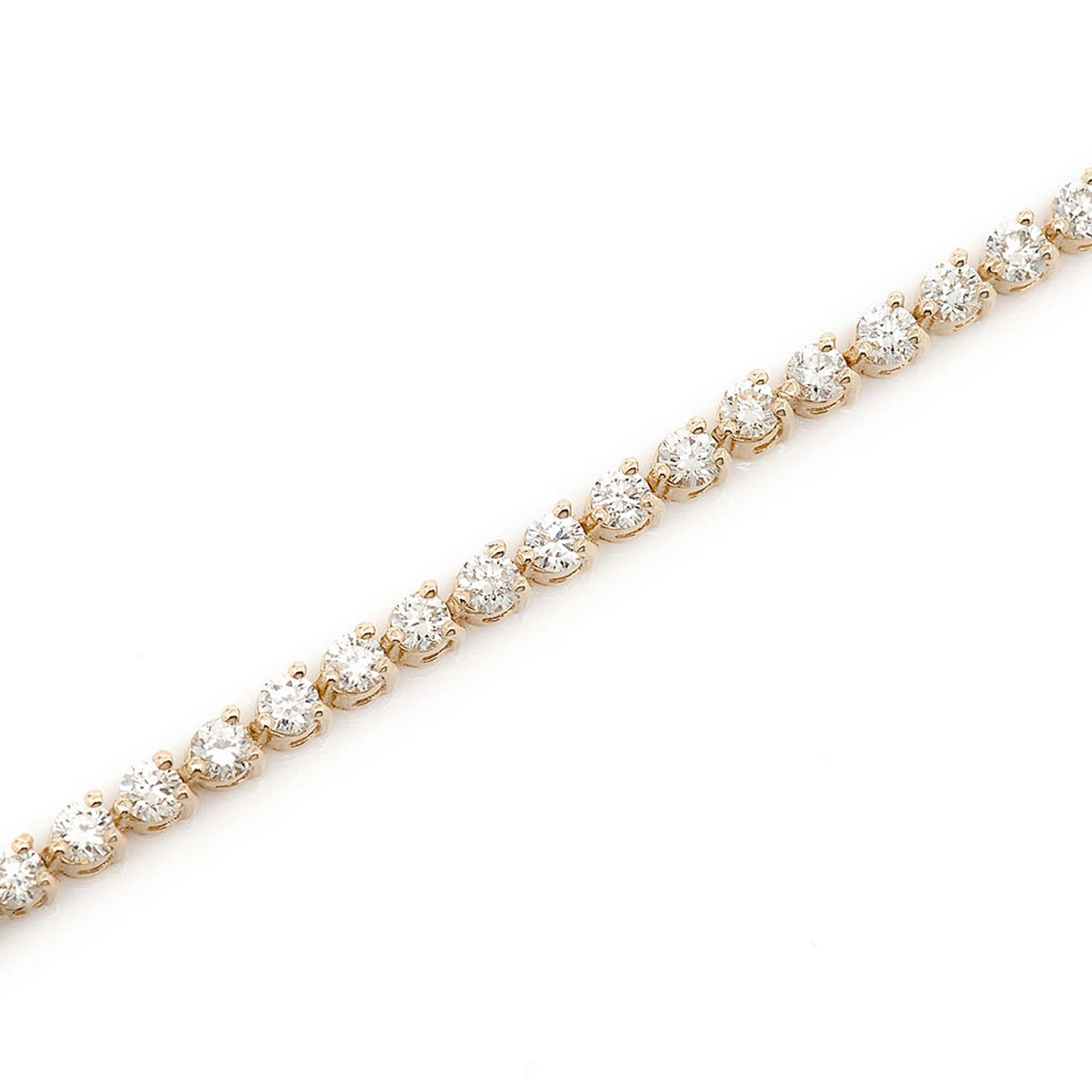 Prong Diamond Tennis Bracelet in 14K yellow gold, 3pt / 2.50ctw, detail view