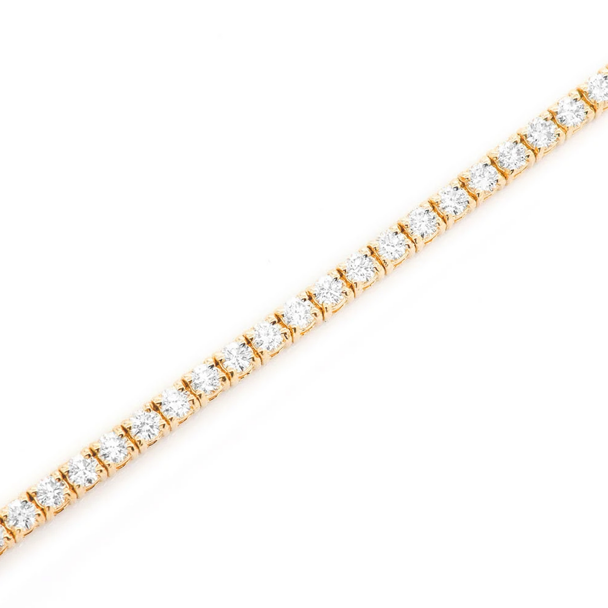 Prong Diamond Tennis Bracelet in 14K yellow gold, 4pt / 3.75ctw, detail view
