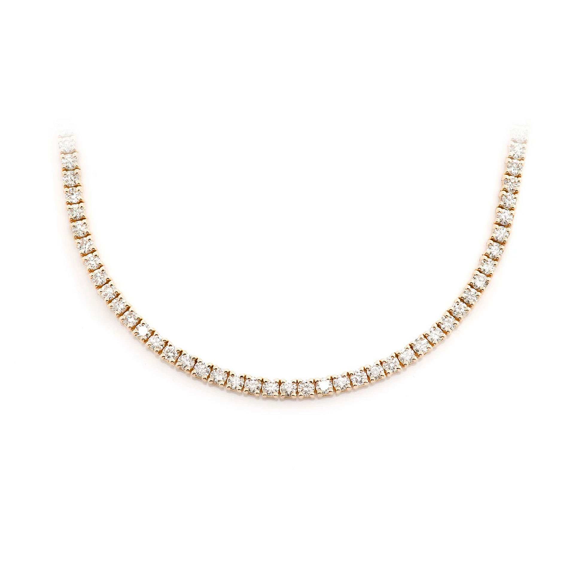Prong Diamond Tennis Necklace in 14K rose gold, 4pt / 8.75ctw, front view