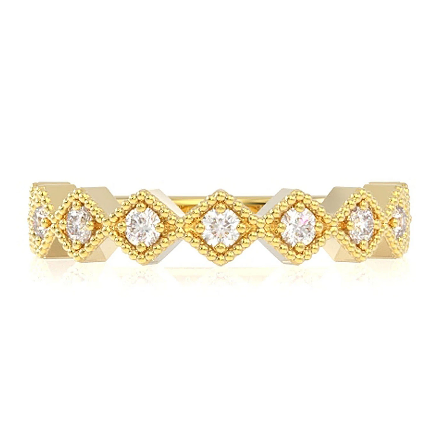 Slim Diamond Stackable Ring in 14K yellow gold, front view