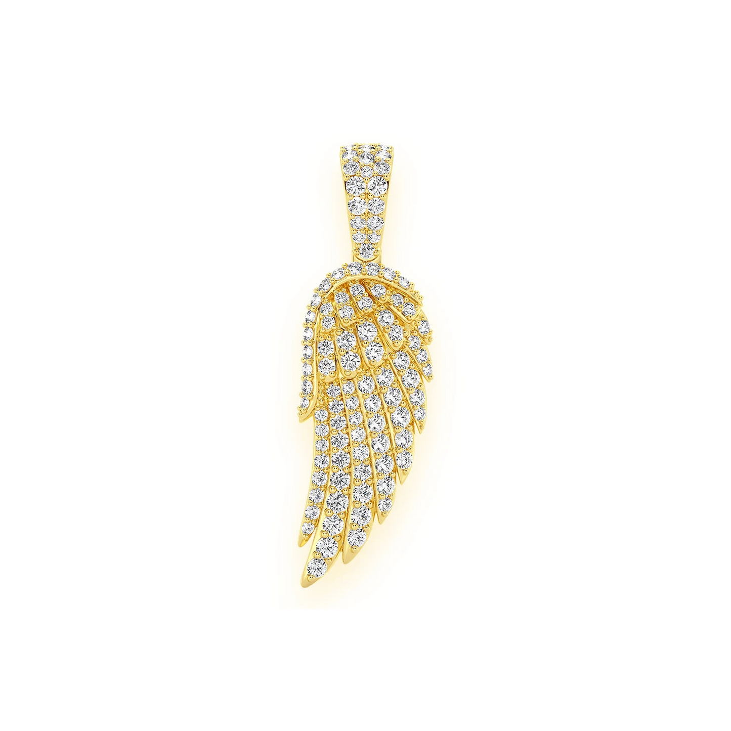 Angel Wing Feather Diamond Pendant in 14K yellow gold, Entry | 0.85ctw, front view