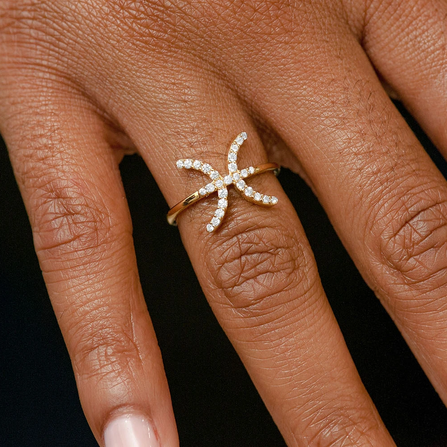 Zodiac Diamond Ring in 14K yellow gold, Pisces design, alternate view