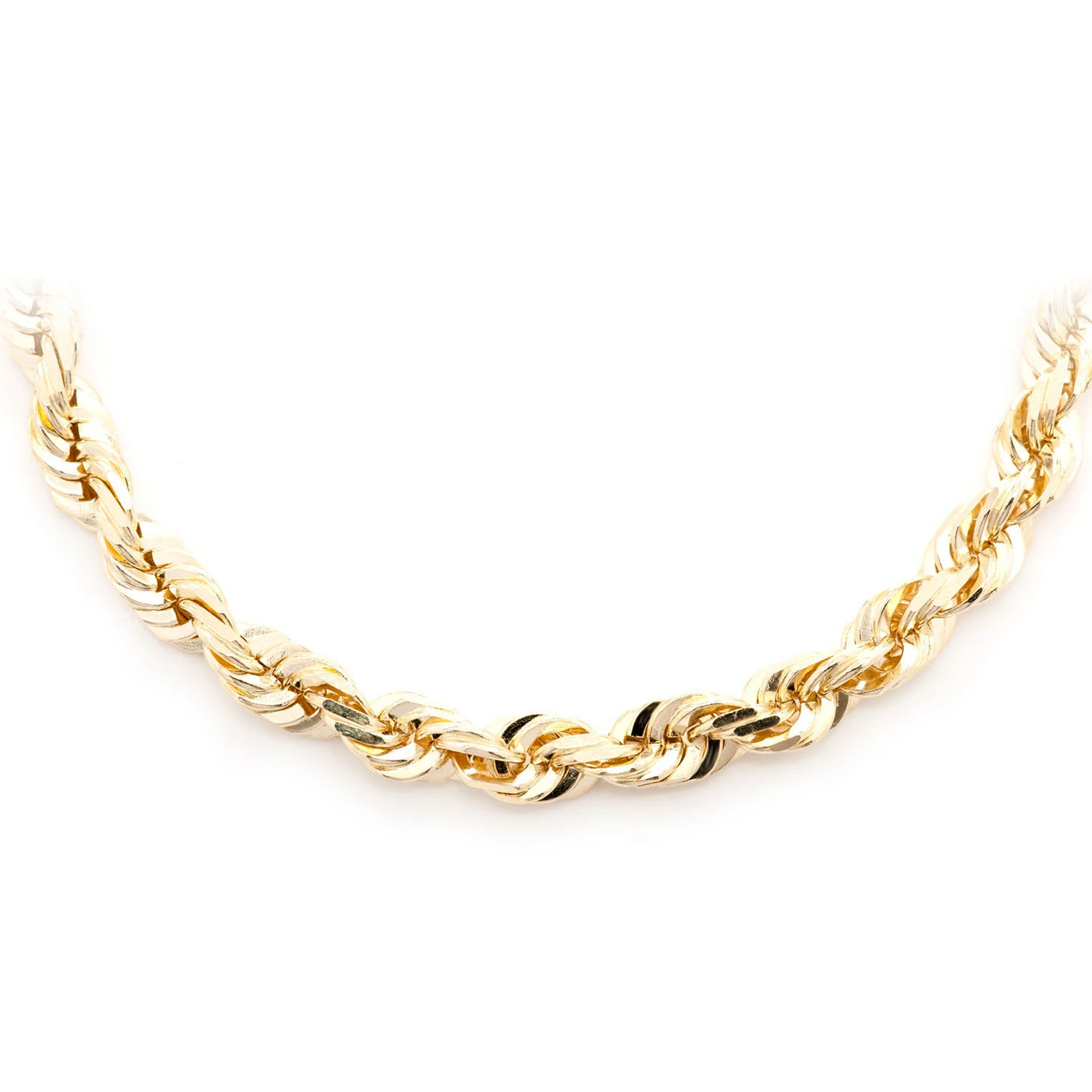 Rope Gold Chain in 14K yellow gold, 6mm width, front view