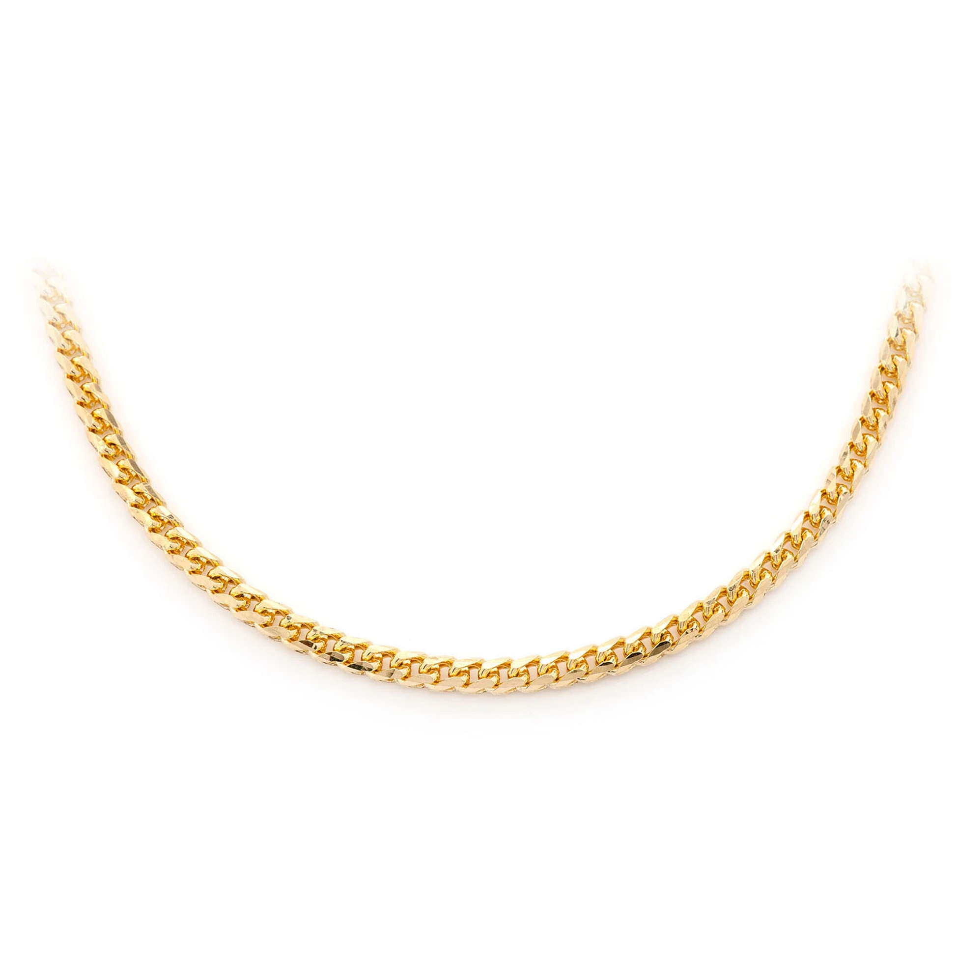 Franco Gold Chain in 14K yellow gold, 3mm width, front view