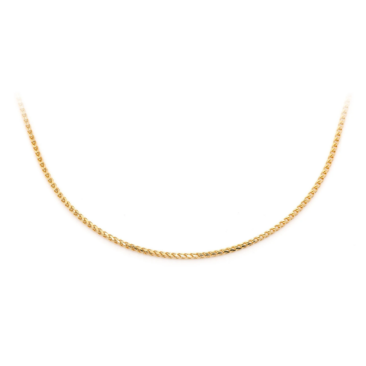 Franco Gold Chain in 14K yellow gold, 1mm width, front view