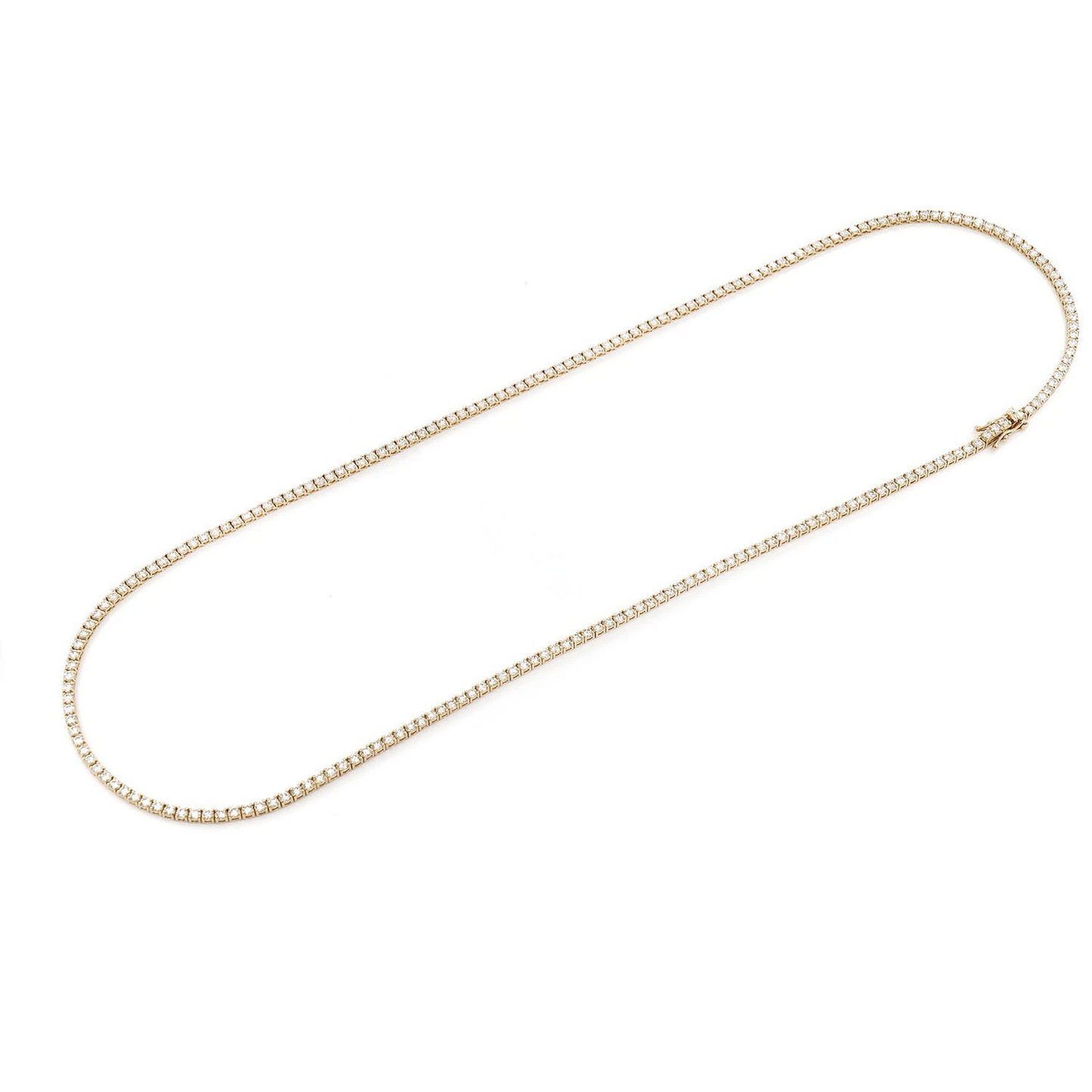 Prong Diamond Tennis Necklace in 14K yellow gold, 6pt / 10.50ctw, alternate view