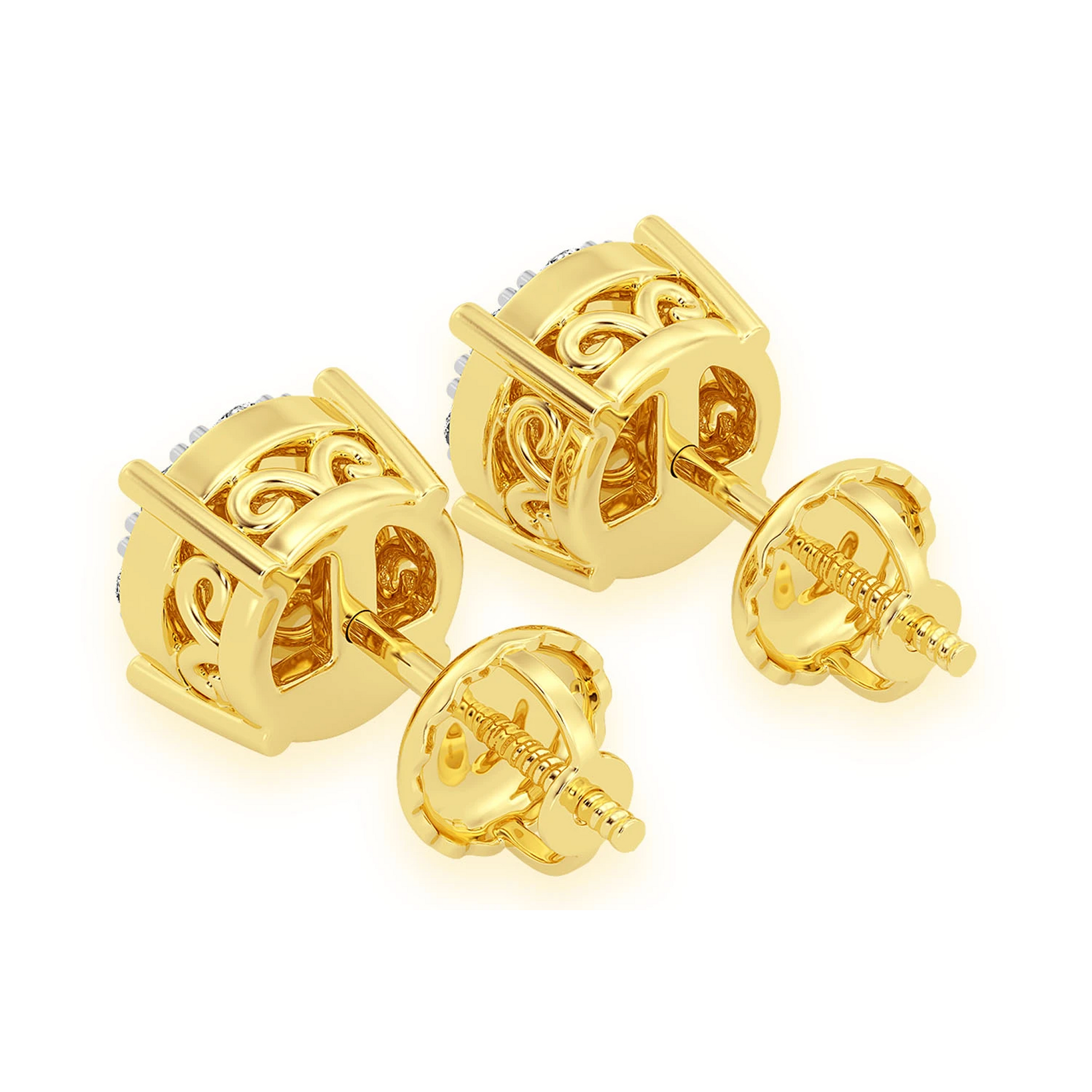 Mosaic Diamond Studs in 14K yellow gold, 0.50ctw, alternate view