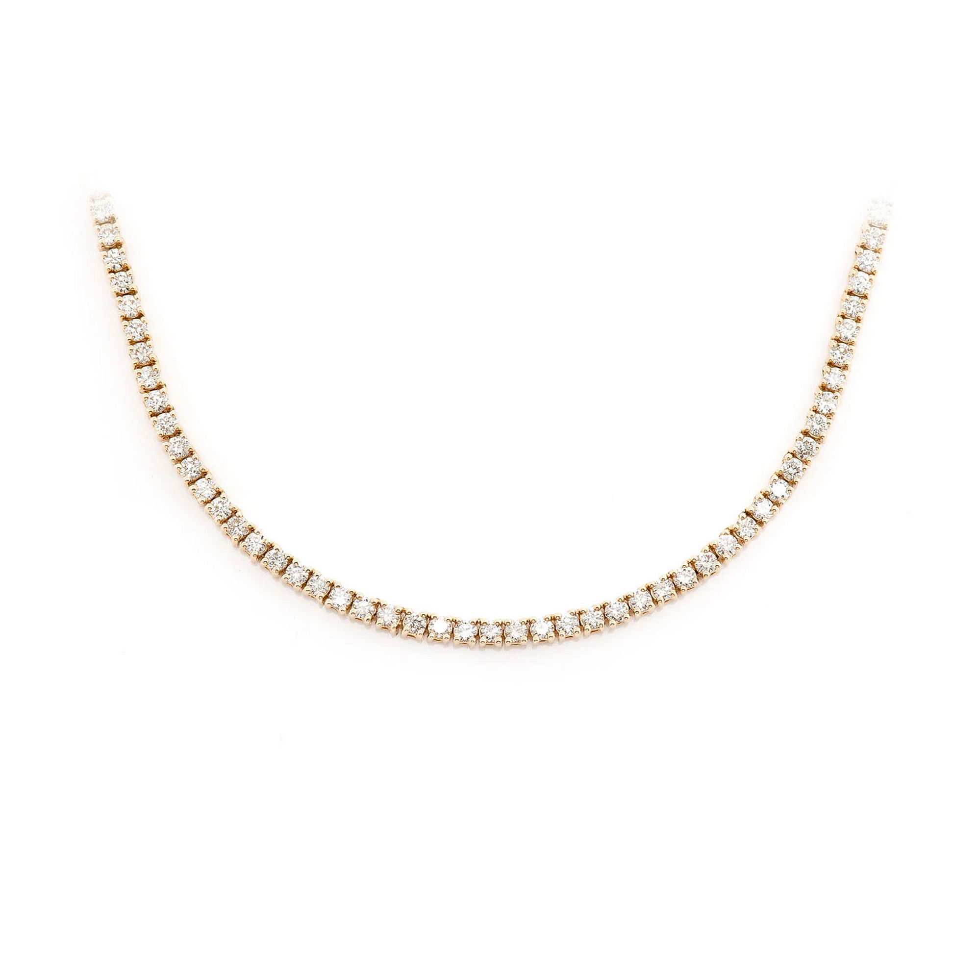 Prong Diamond Tennis Necklace in 14K yellow gold, 2pt / 5.50ctw, front view
