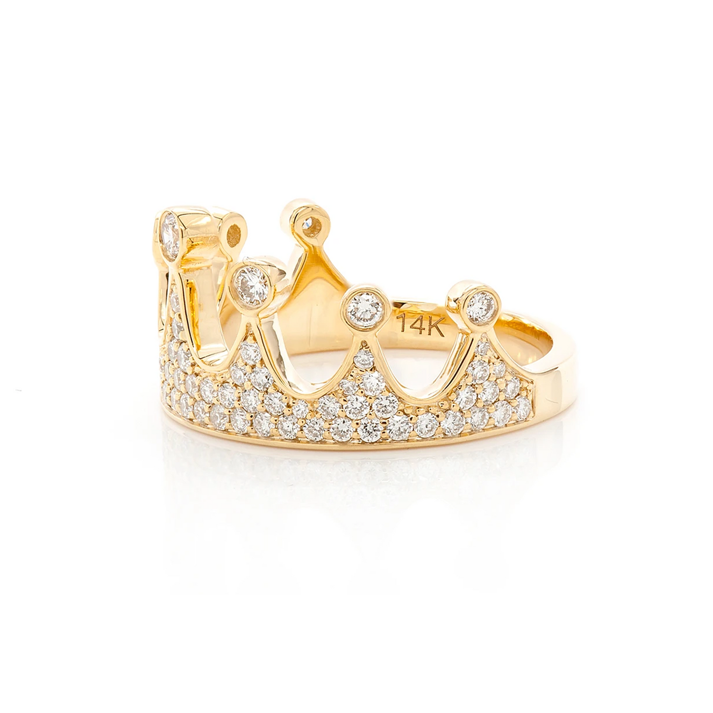 Crown Diamond Ring in 14K yellow gold, alternate view