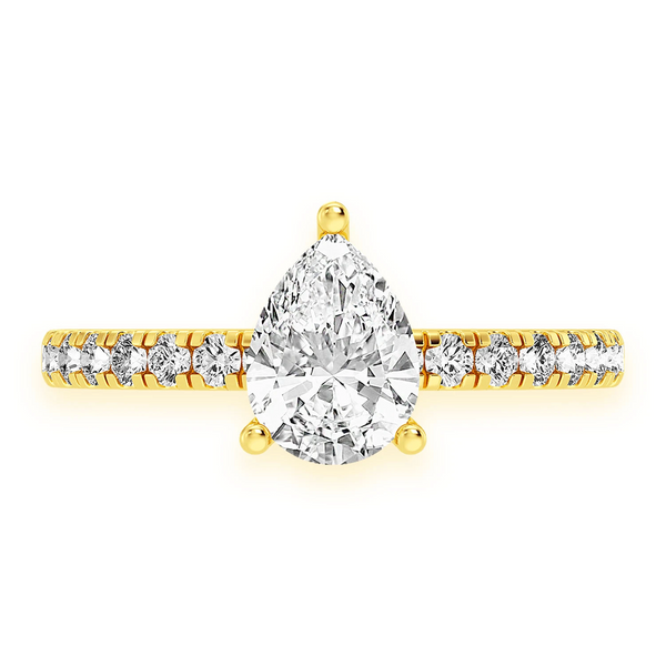 Pear Solitaire One Row Under Halo Ring