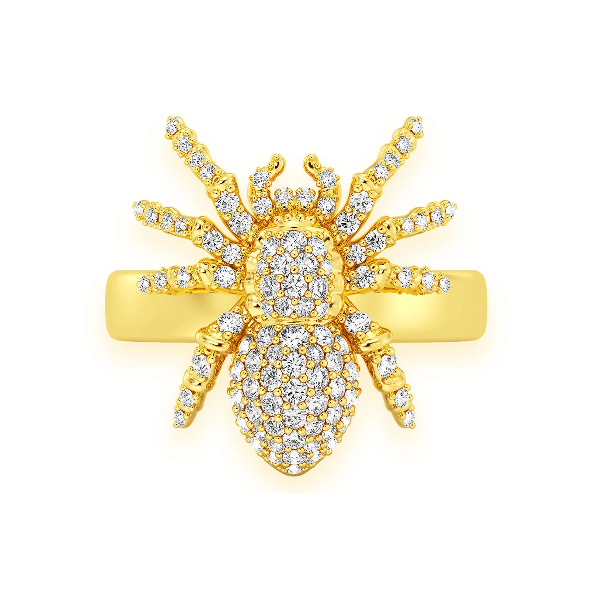Spider Diamond Ring in 14K yellow gold, front view
