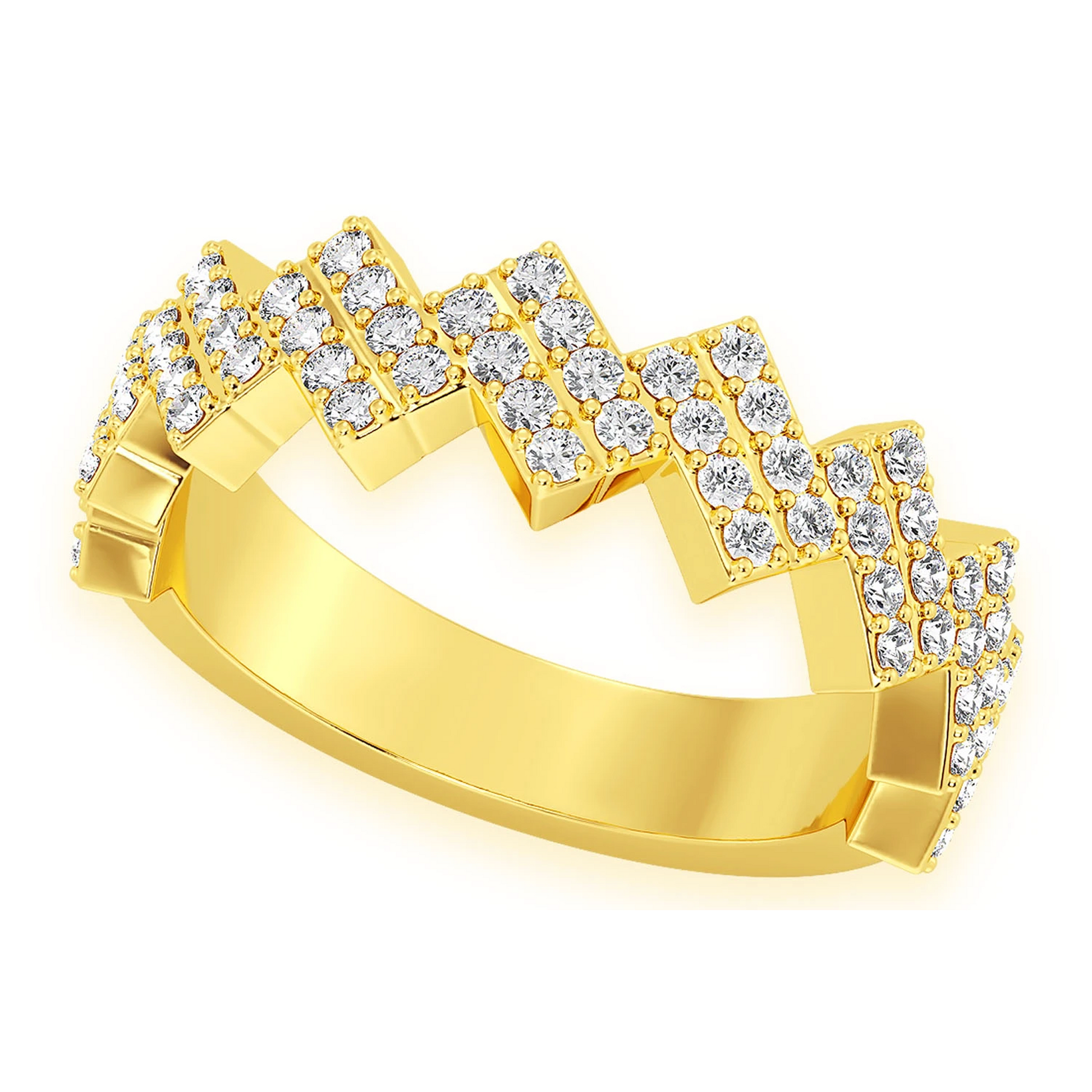 Zig Zag Diamond Ring in 14K yellow gold, detail view