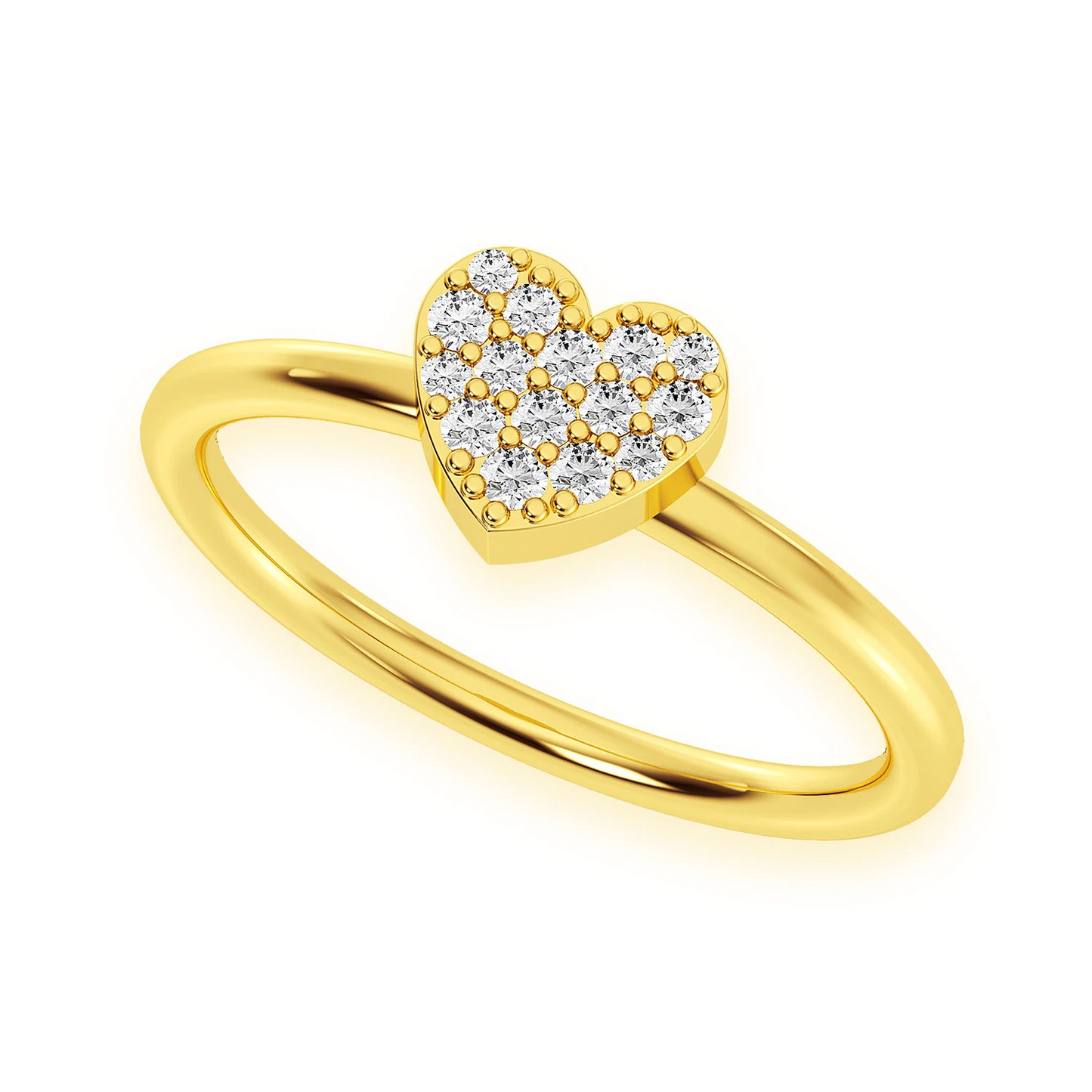 Bubbly Heart Diamond Ring in 14K yellow gold, 0.10ctw, detail view