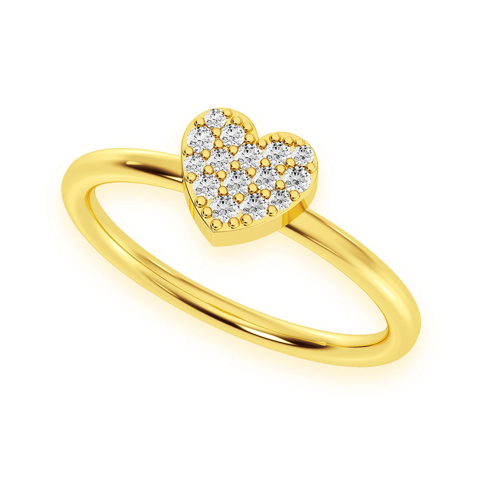 Bubbly Heart Diamond Ring in 14K yellow gold, 0.10ctw, detail view