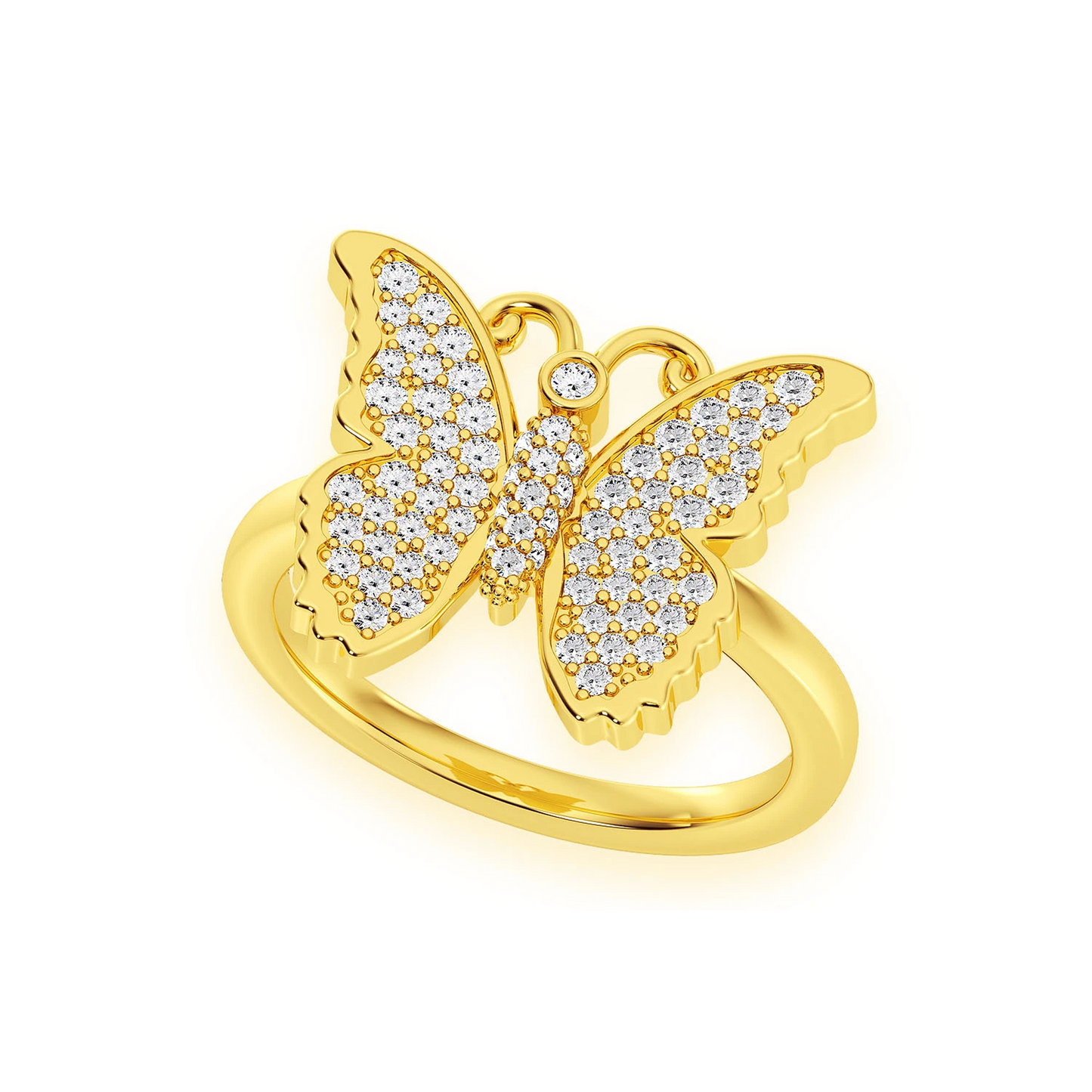 Butterfly Ring in 14K yellow gold, angled view